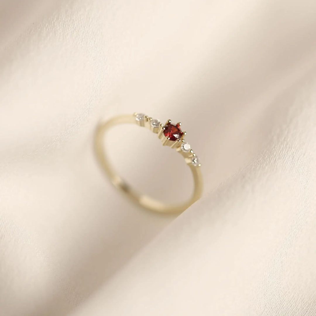 Carmine Scarlet Arc Ring