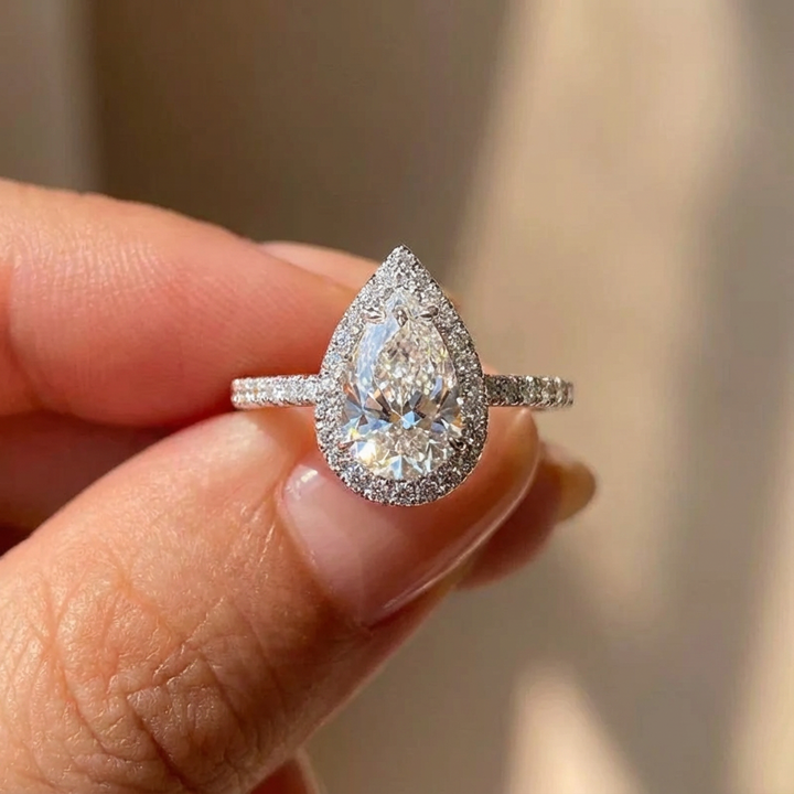 Lillian Pear Cut 1CT Sterling Silver Ring