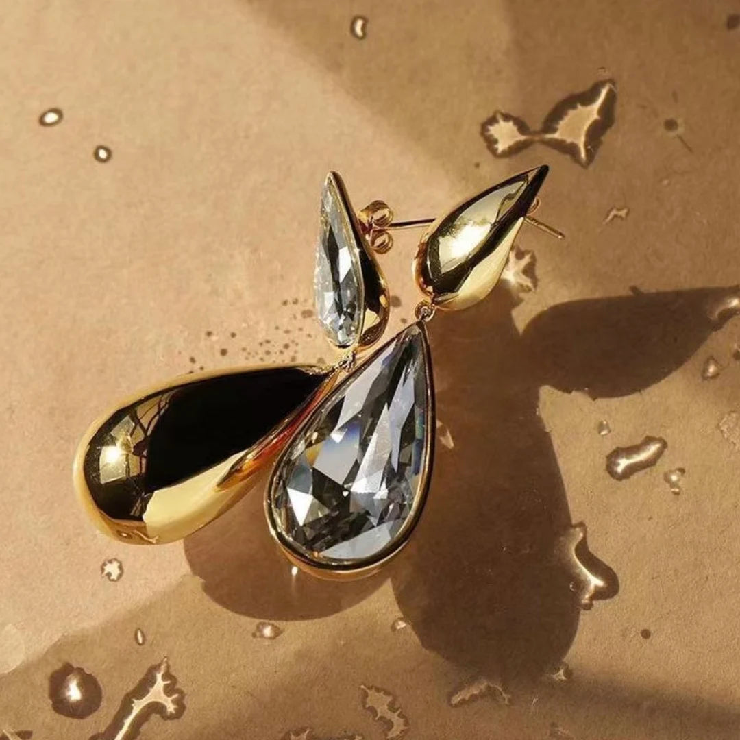 Serena Crystal Double Teardrop Earrings