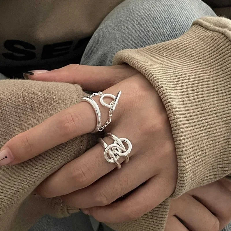 Lunex Link Sterling Silver Ring
