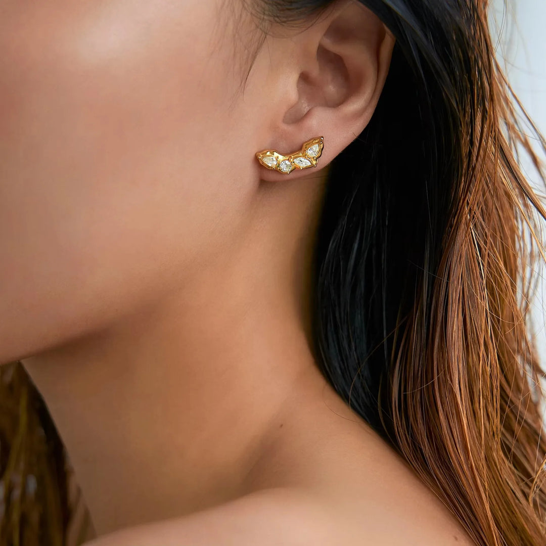 Zyra Faceted Leaf Studs