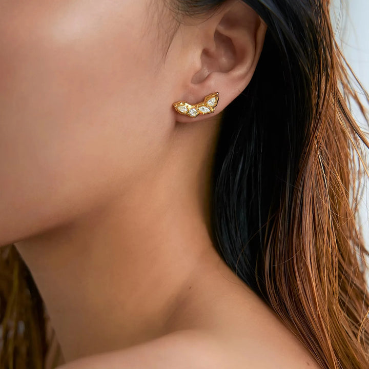 Zyra Faceted Leaf Studs