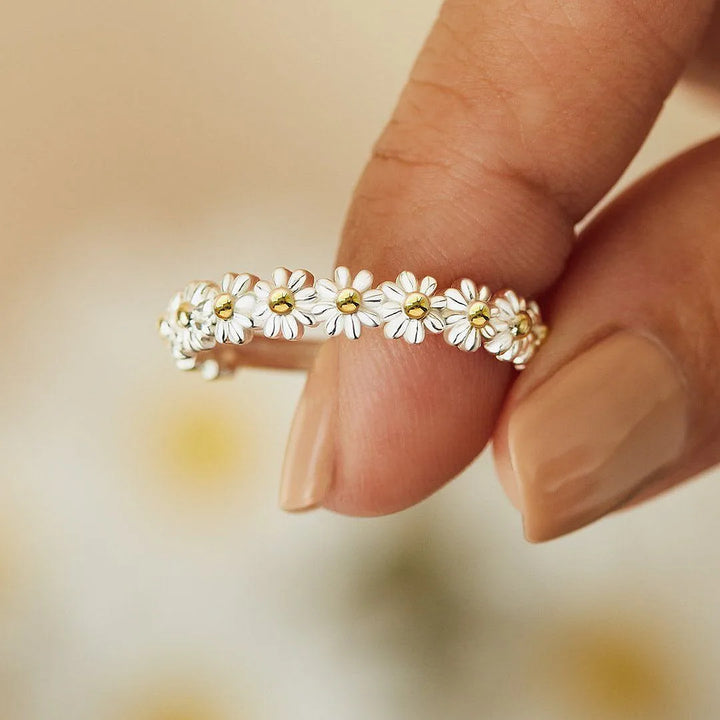 Halo Daisies Stainless Steel Ring
