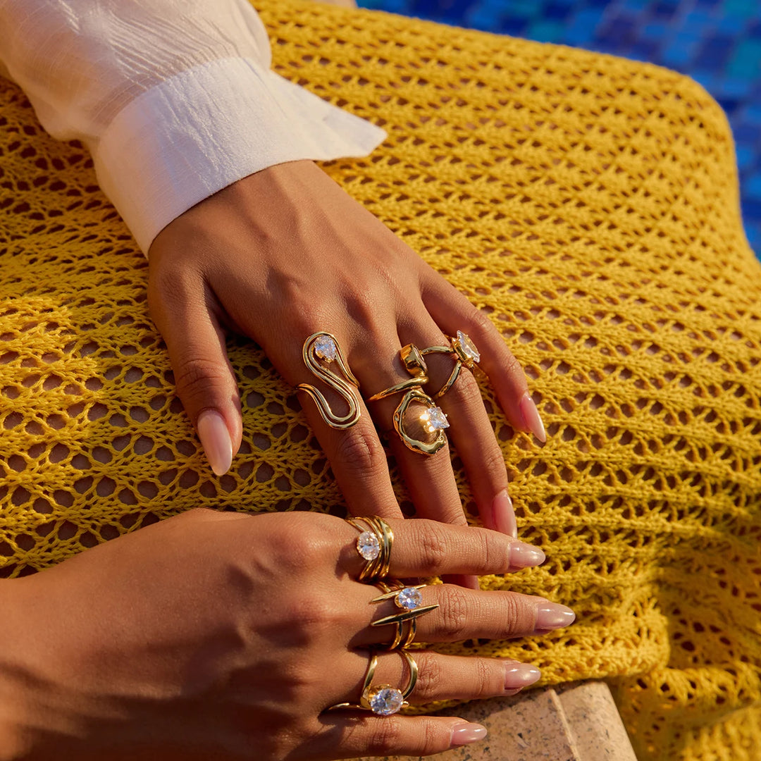 Between Lines Steel Ring Set