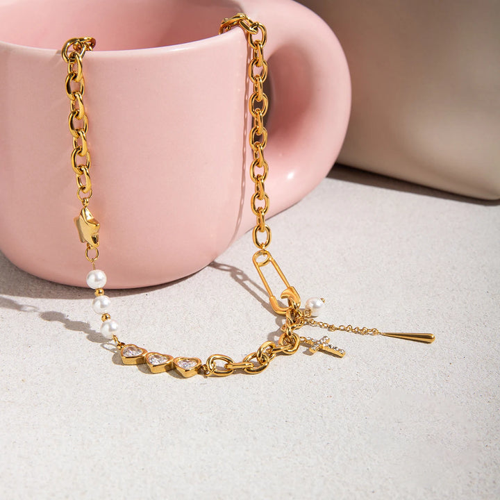 Daintly Offset Gold-Plated Necklace