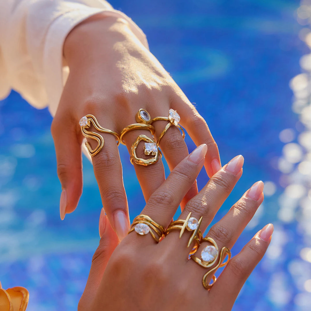 Between Lines Steel Ring Set