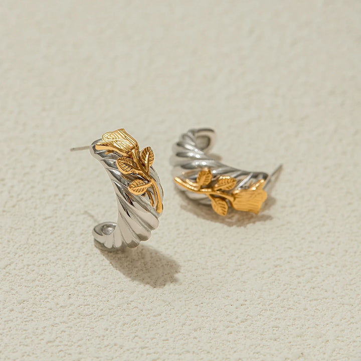 Golden Rose Steel Earrings