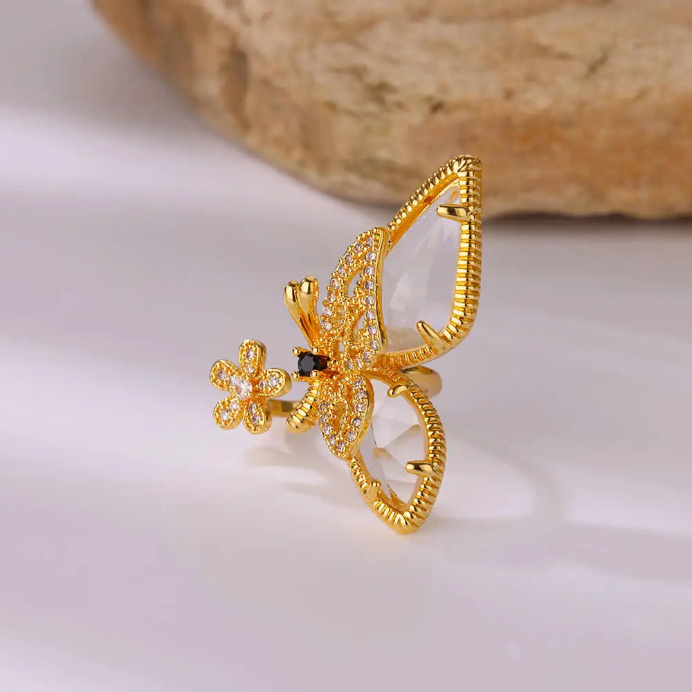 Cyrilla Crystal Butterfly Ring