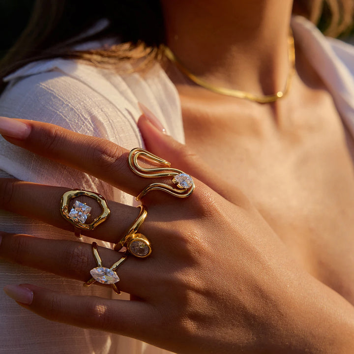 Between Lines Steel Ring Set