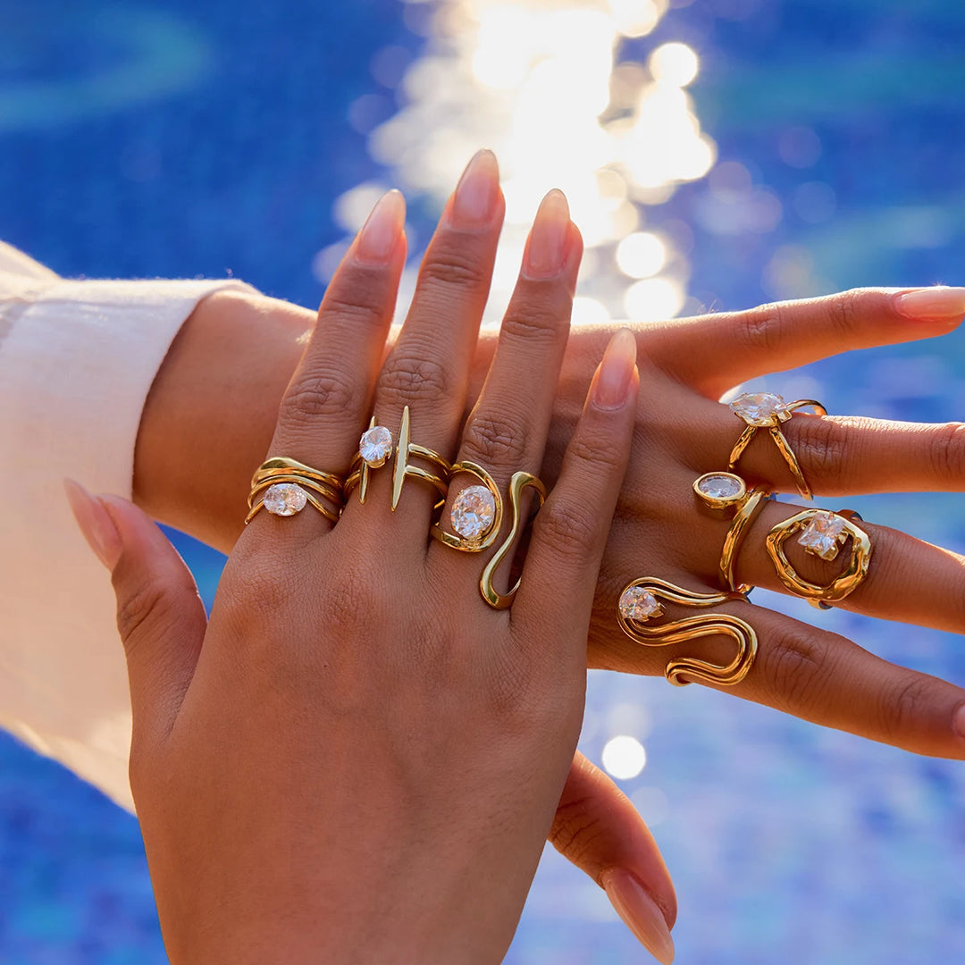 Between Lines Steel Ring Set