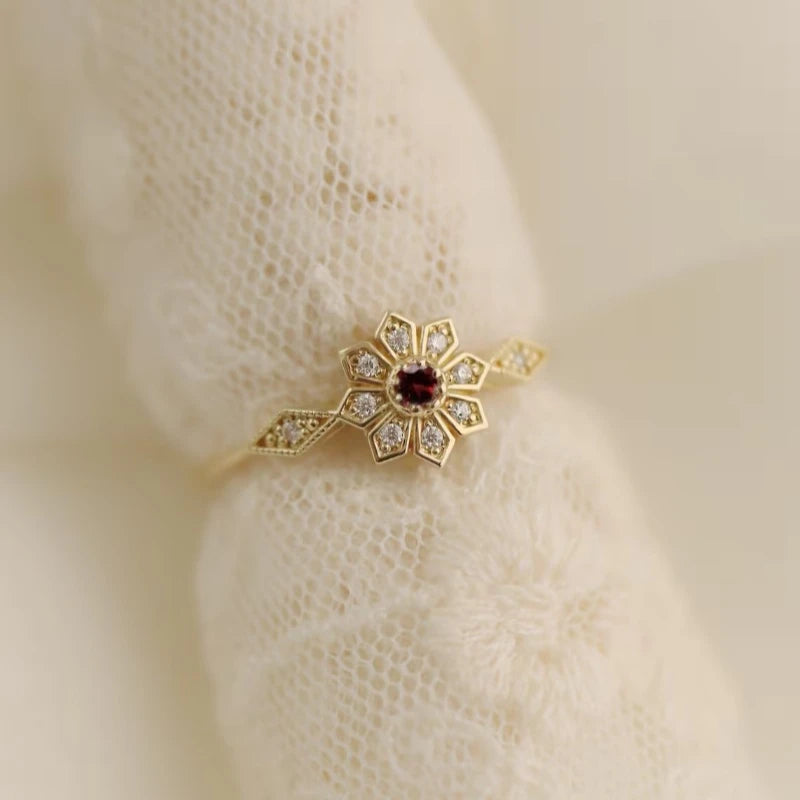 Marlowe Crimson Red Snowflake Ring