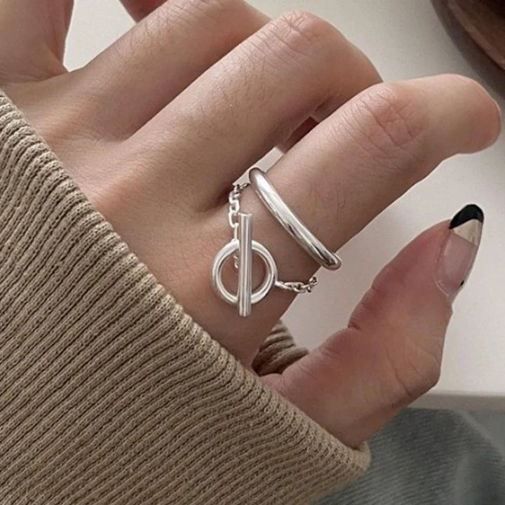 Lunex Link Sterling Silver Ring