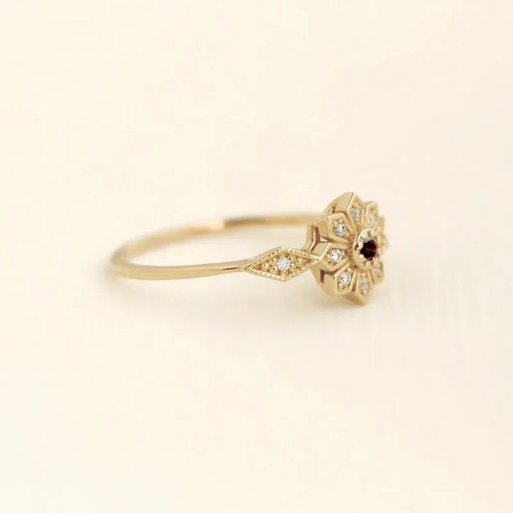 Marlowe Crimson Red Snowflake Ring