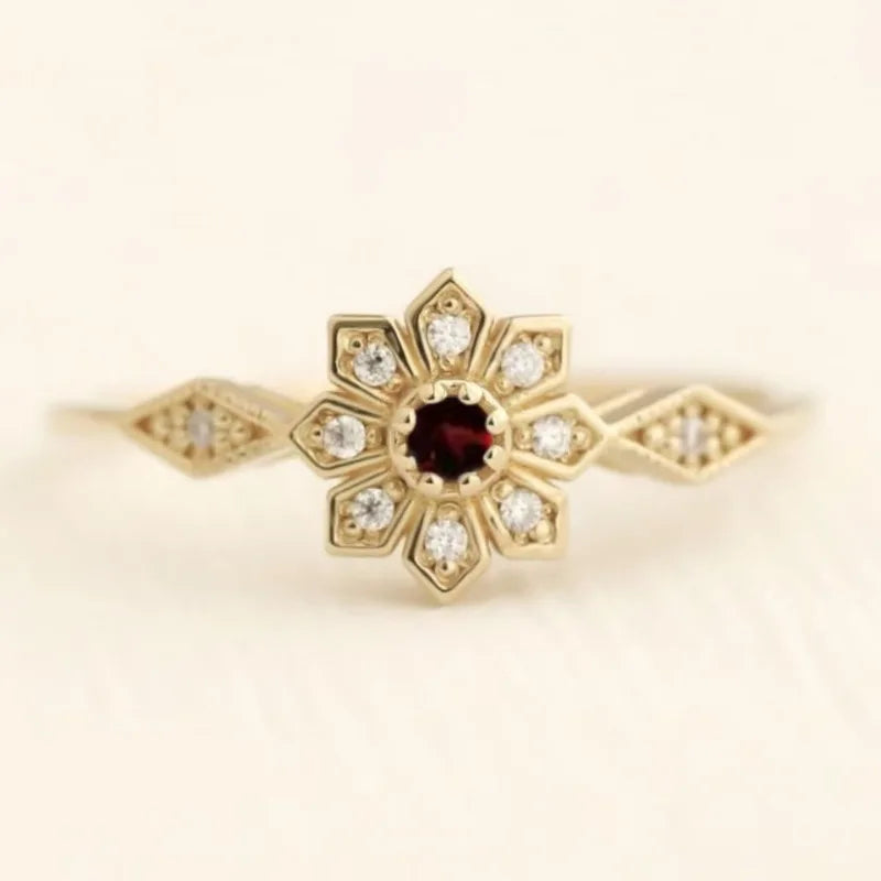 Marlowe Crimson Red Snowflake Ring