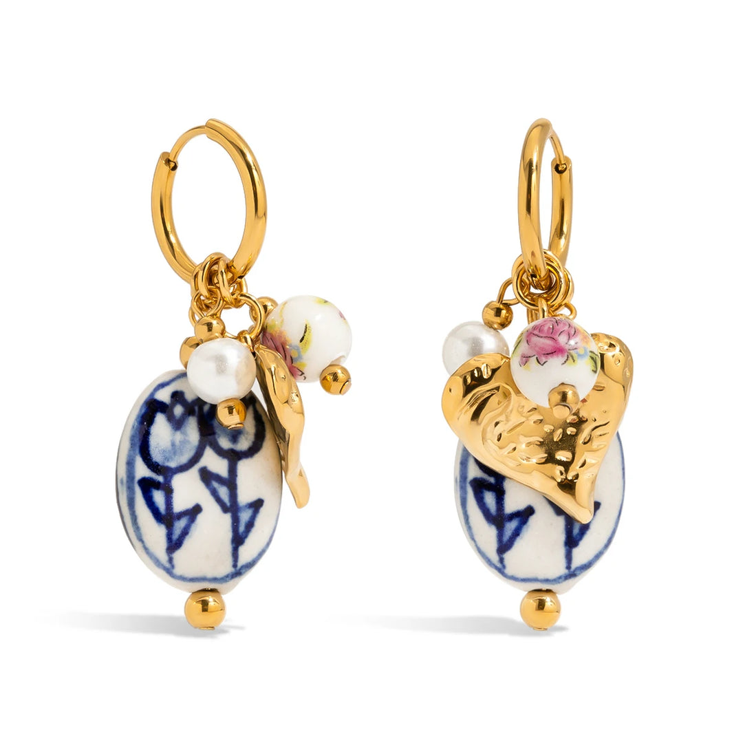 Painted Porcelain Drop Earrings