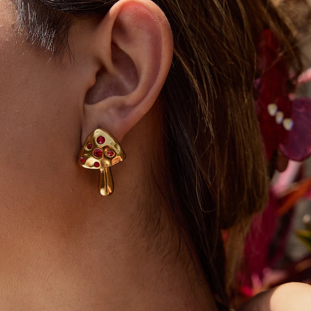 Lady Mushroom 18k Gold-Plated Earrings