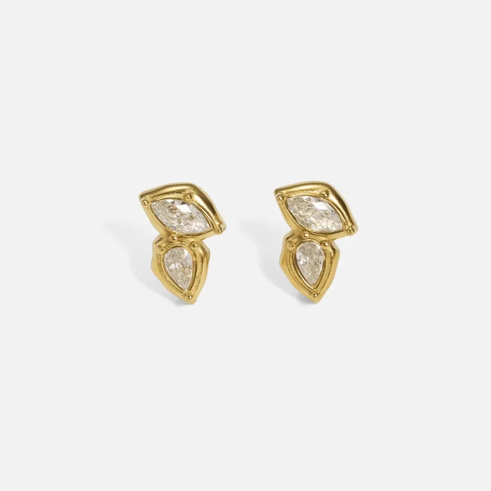 Zyra Faceted Leaf Studs