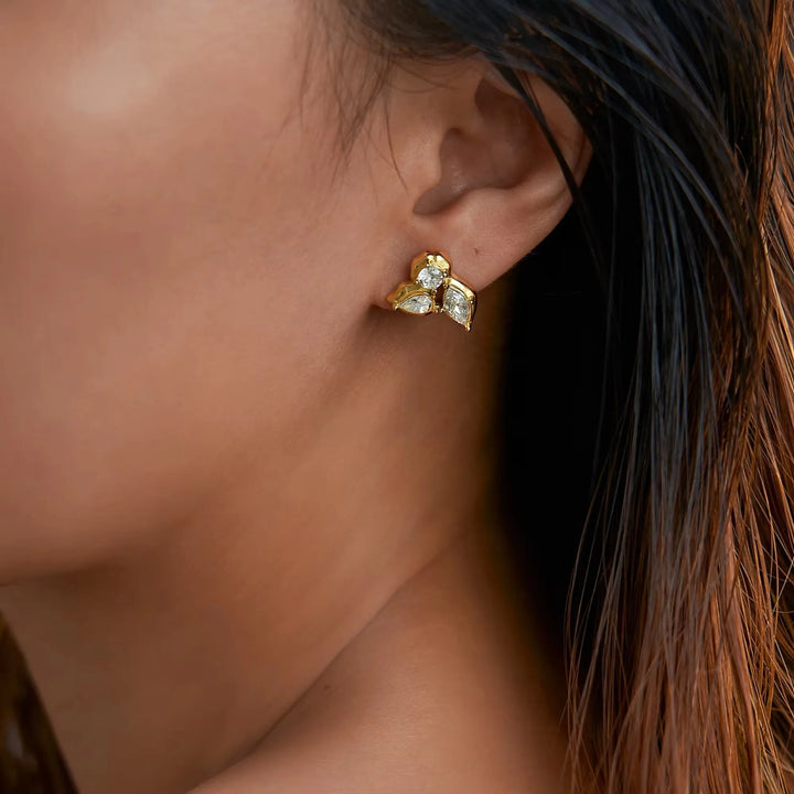 Zyra Faceted Leaf Studs