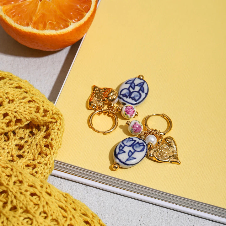 Painted Porcelain Drop Earrings