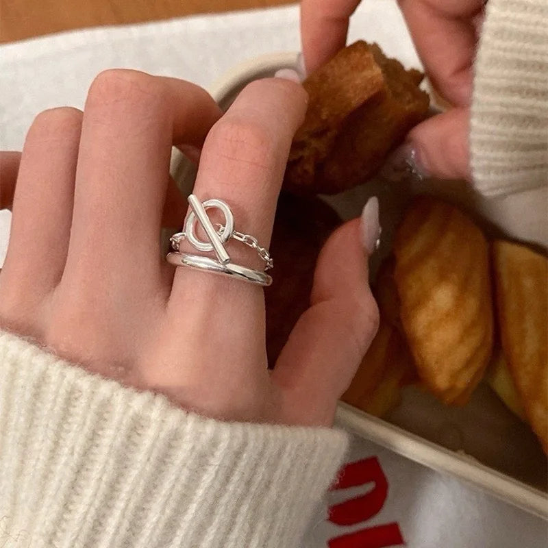 Lunex Link Sterling Silver Ring
