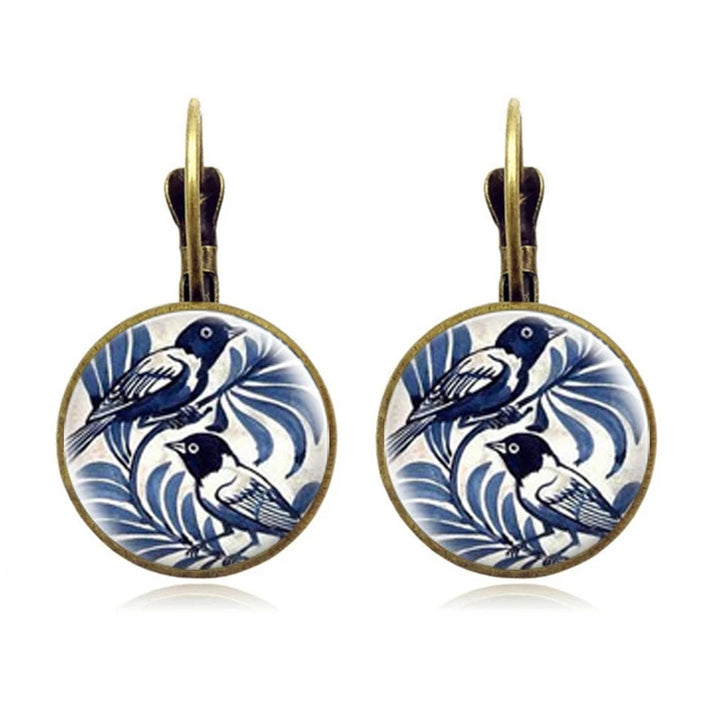 Blue Bird Bronze Earrings