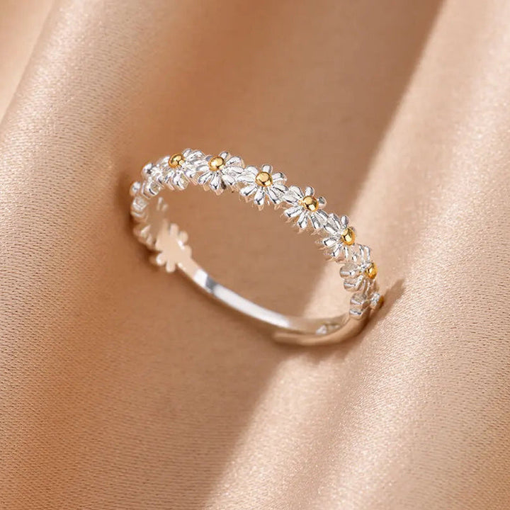 Halo Daisies Stainless Steel Ring