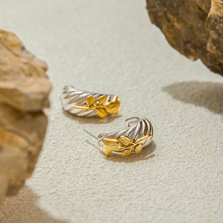 Golden Rose Steel Earrings
