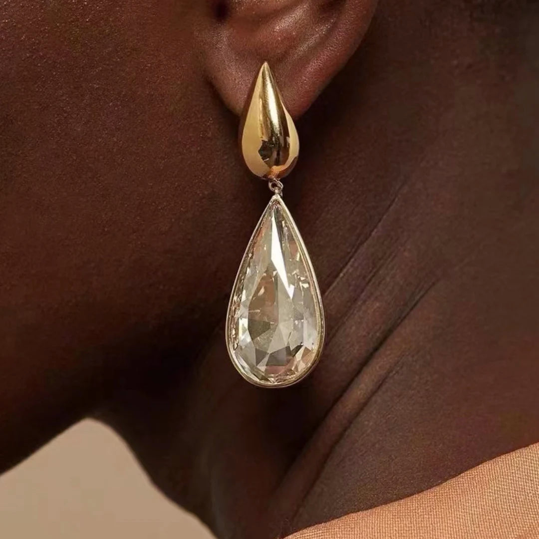 Serena Crystal Double Teardrop Earrings