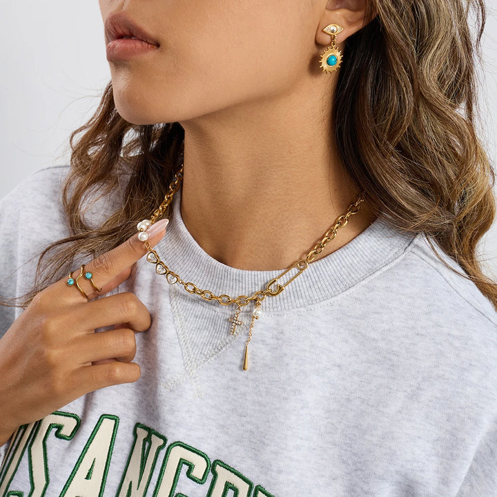 Daintly Offset Gold-Plated Necklace