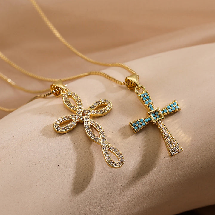 Valencia Pavé Cross Necklace
