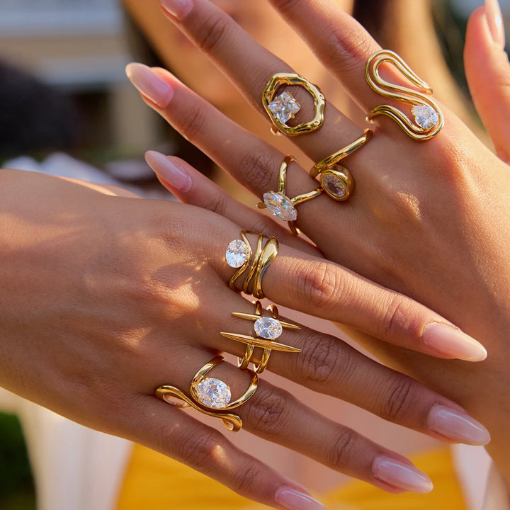 Between Lines Steel Ring Set