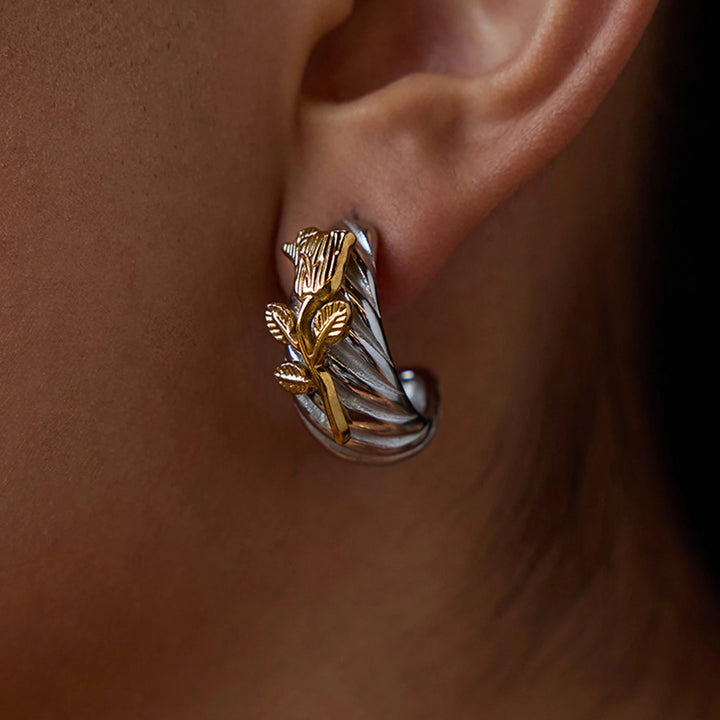 Golden Rose Steel Earrings