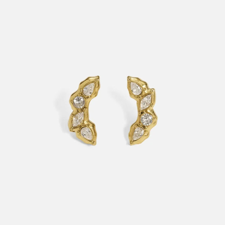 Zyra Faceted Leaf Studs