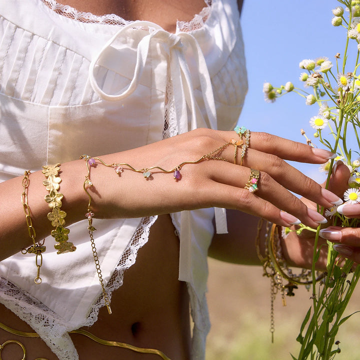 Wildflower 18k Gold-Plated Hand Chain
