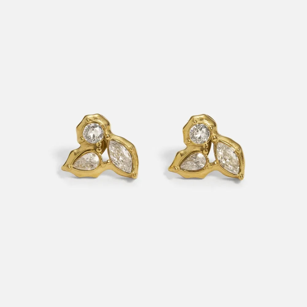Zyra Faceted Leaf Studs