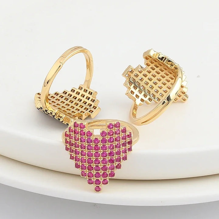 Lattice Pavé Heart Ring