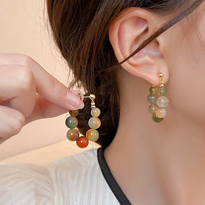 Marbo Beaded Hoop Earrings