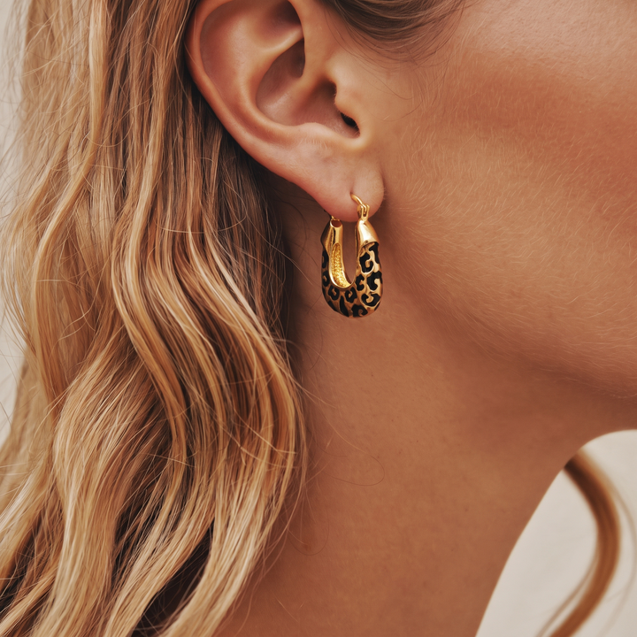 Sauvage Muse Leopard Print Hoops