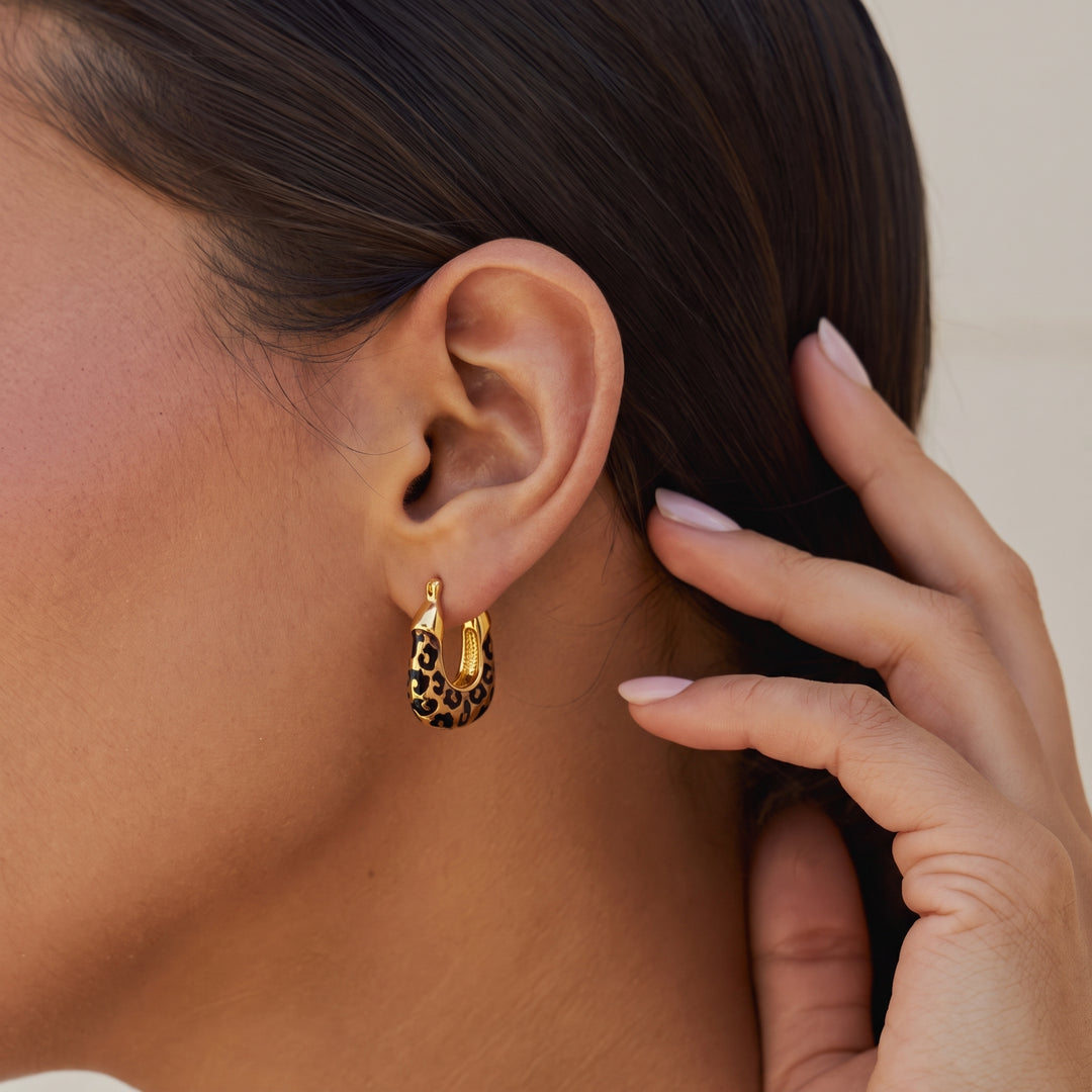 Sauvage Muse Leopard Print Hoops