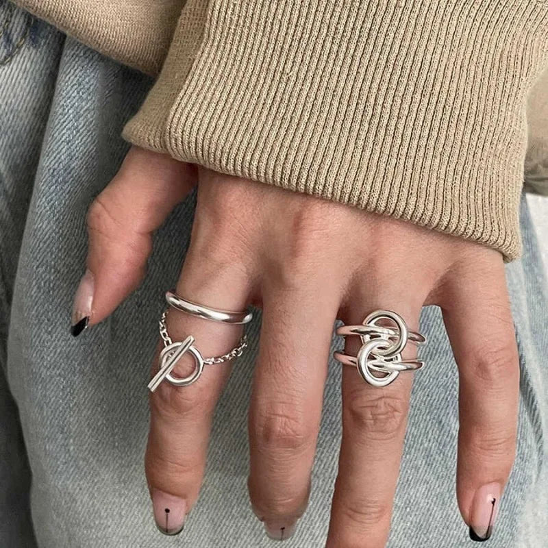 Lunex Link Sterling Silver Ring