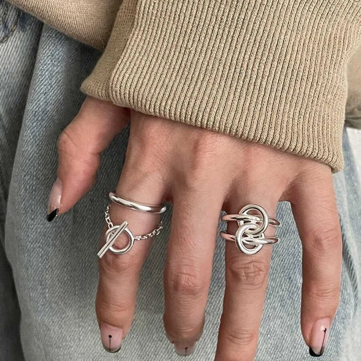 Lunex Link Sterling Silver Ring