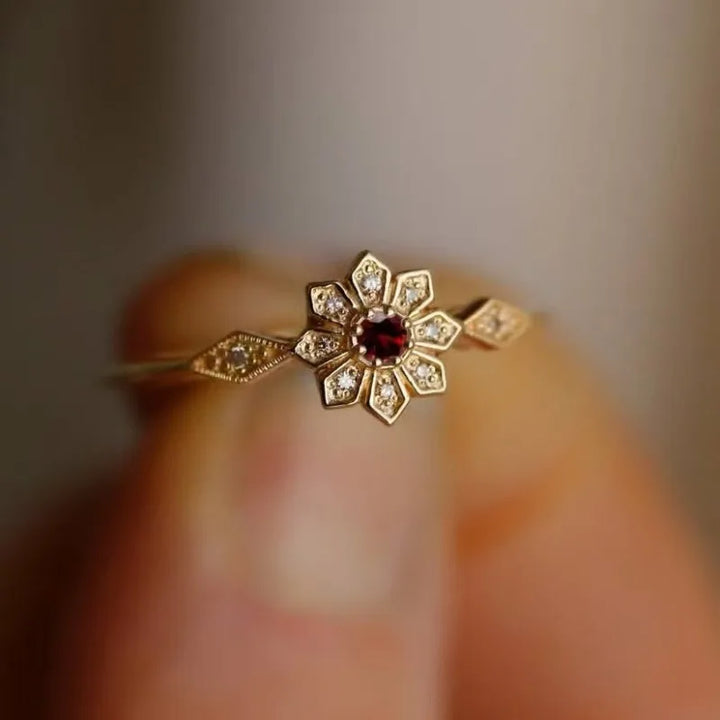 Marlowe Crimson Red Snowflake Ring