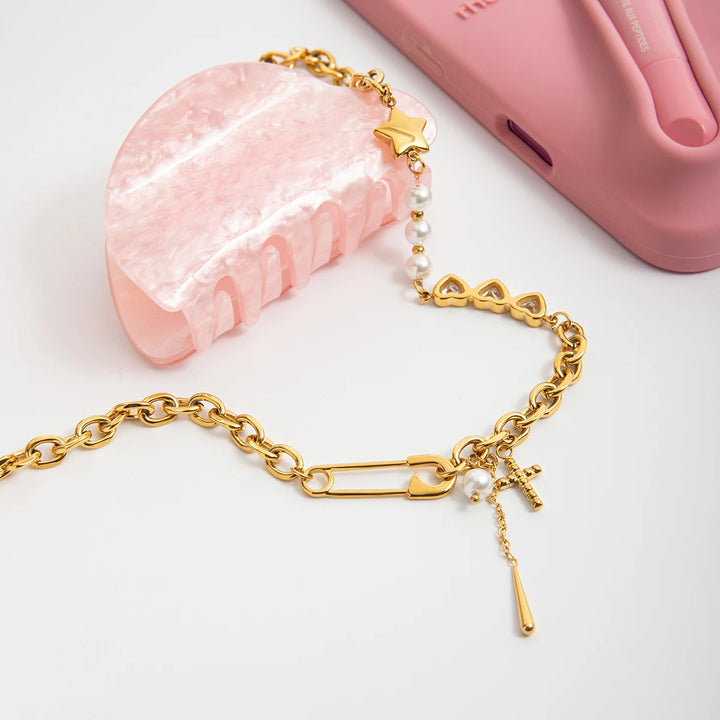 Daintly Offset Gold-Plated Necklace