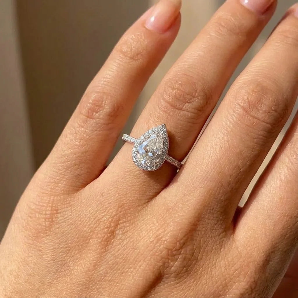 Lillian Pear Cut 1CT Sterling Silver Ring
