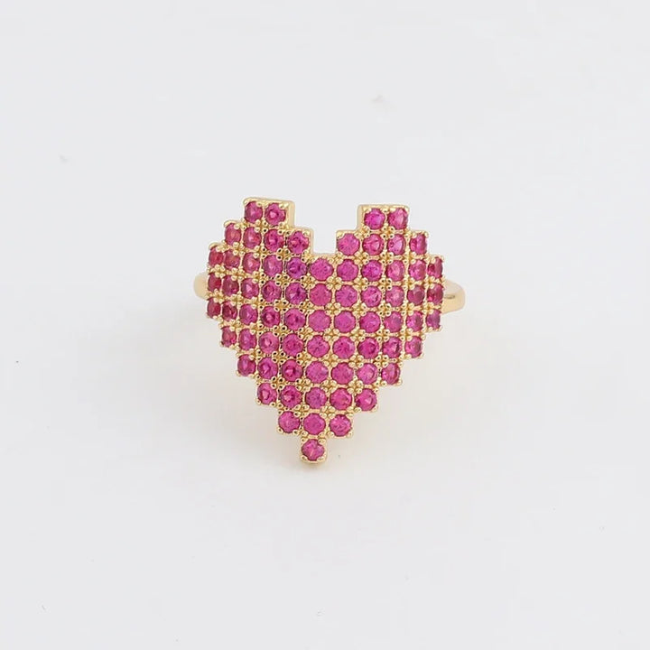 Lattice Pavé Heart Ring