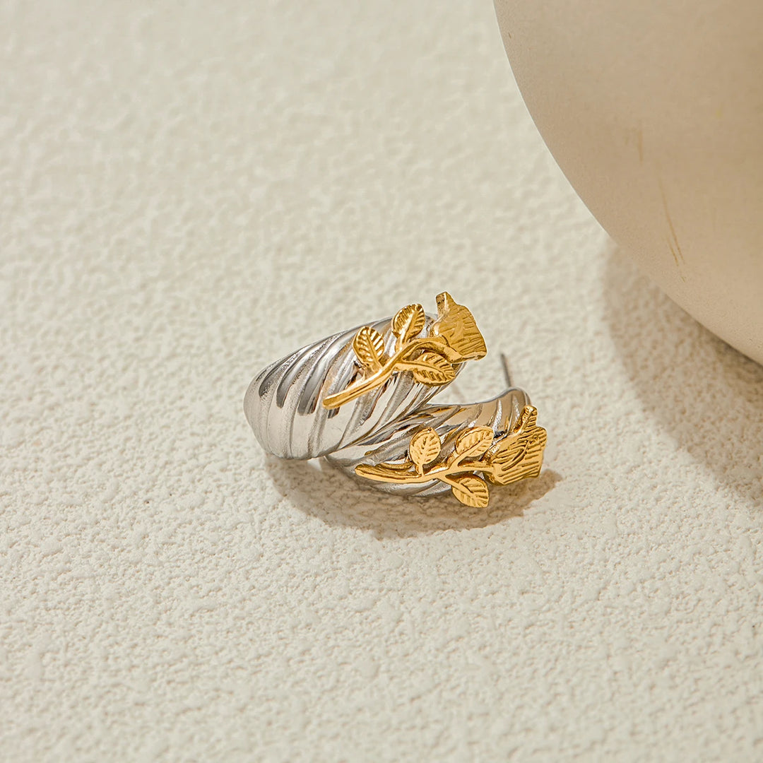 Golden Rose Steel Earrings