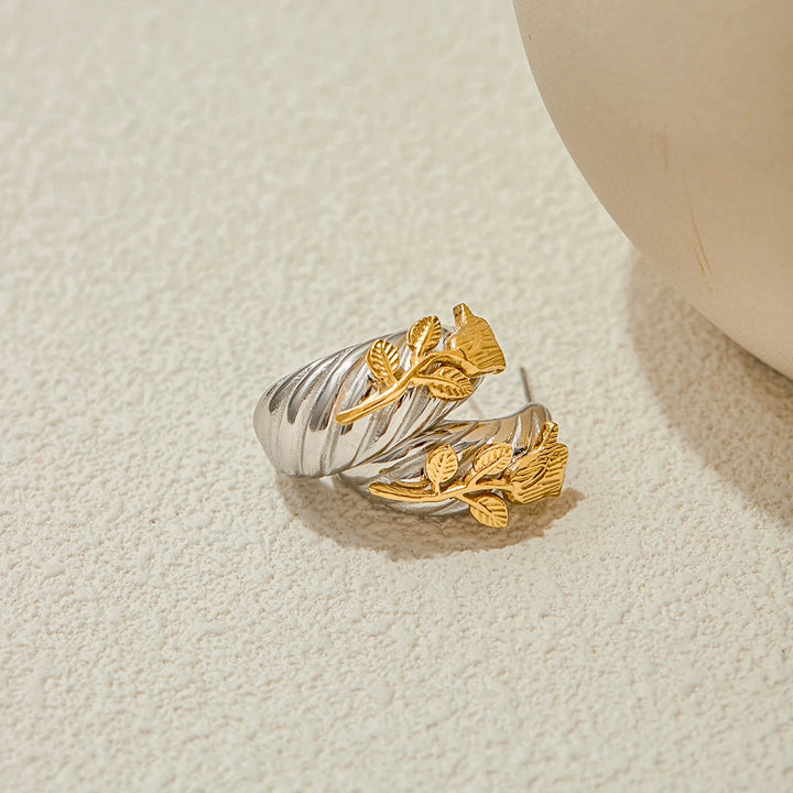 Golden Rose Steel Earrings