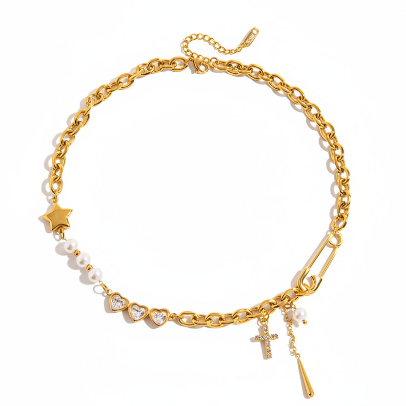 Daintly Offset Gold-Plated Necklace