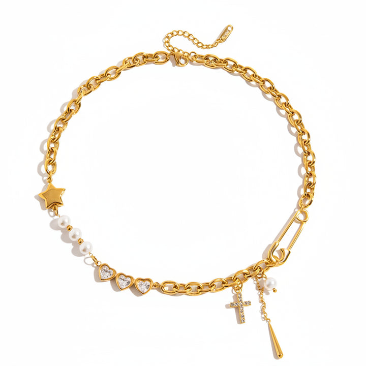 Daintly Offset Gold-Plated Necklace