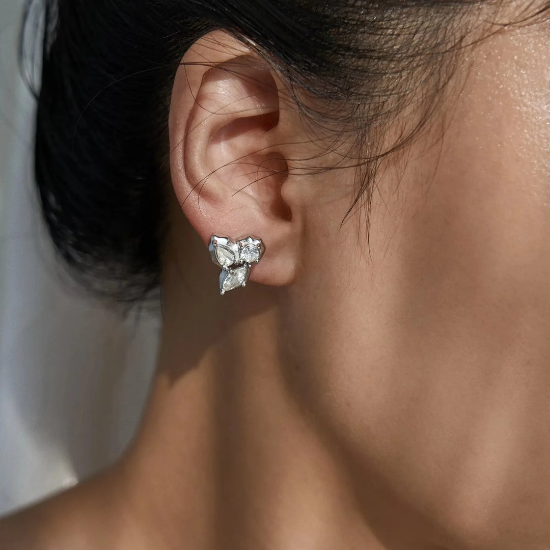 Zyra Faceted Leaf Studs